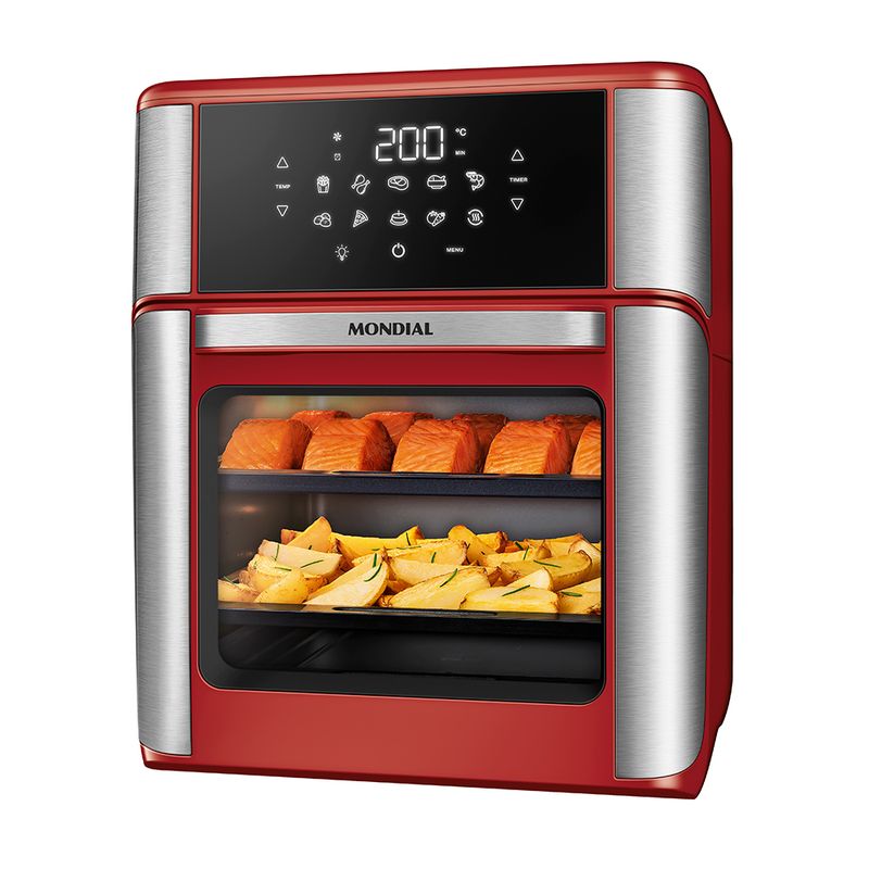 Air Fryer Forno 12L Mondial na cor vermelho/inox
