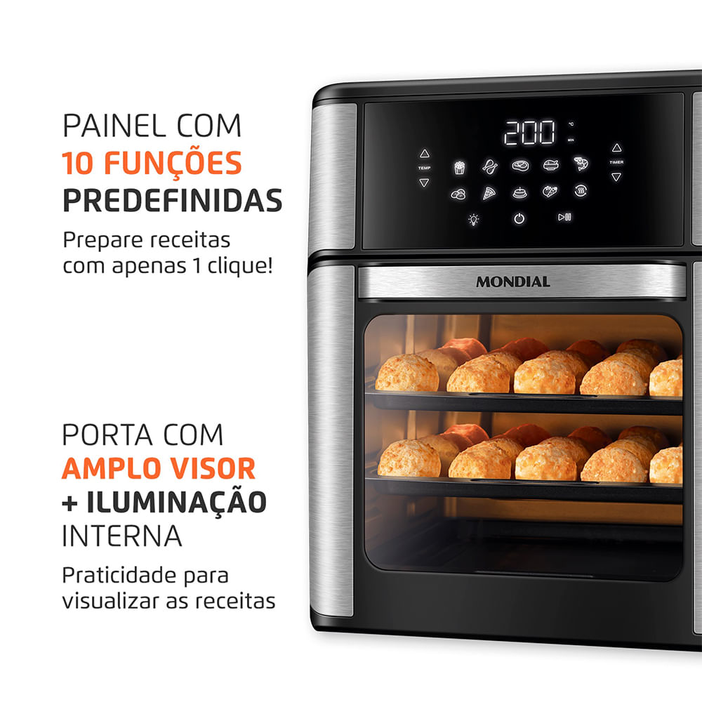 Visor amplo com iluminação interna