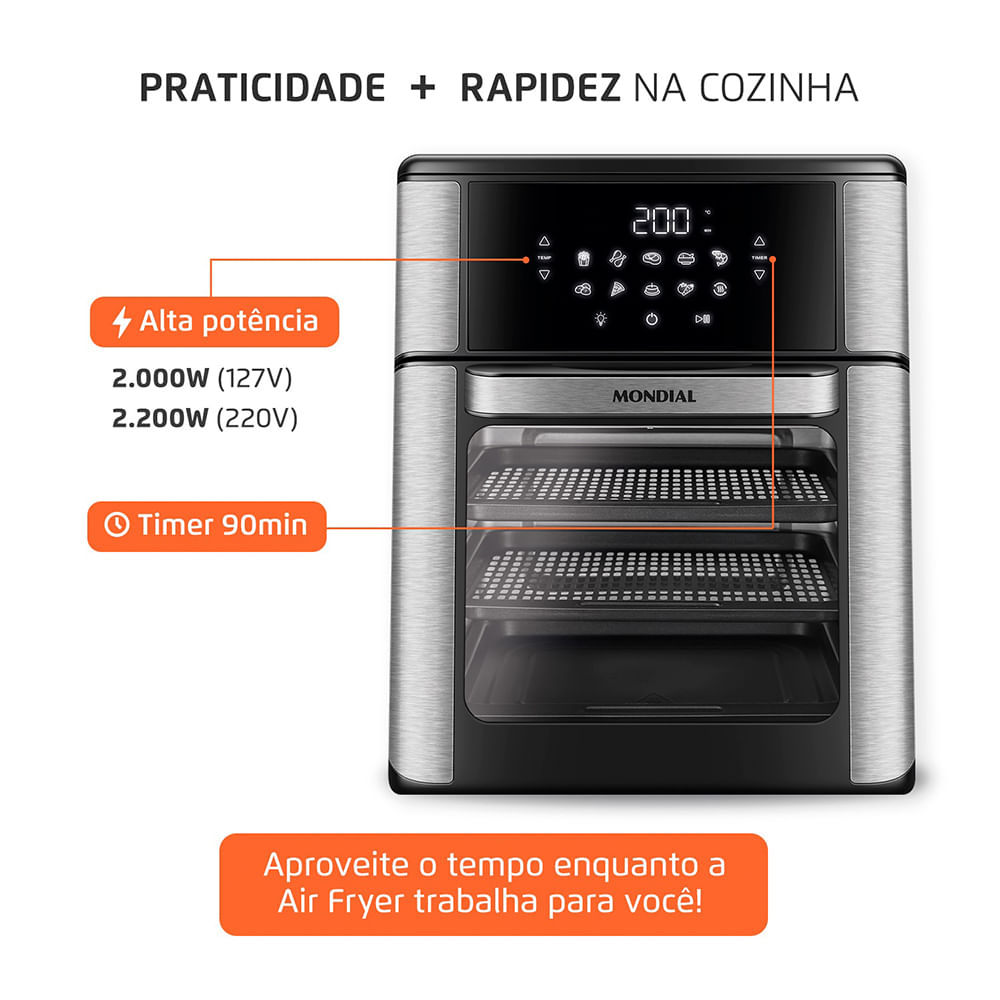 Controle de temperatura e timer de 90 minutos